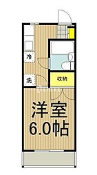 JR中央線 日野駅 徒歩11分の賃貸マンション 1階1Kの間取り