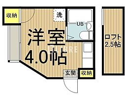 JR中央線 国分寺駅 徒歩19分の賃貸アパート 2階ワンルームの間取り