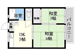 田中ハイツ 2DKの間取図画像