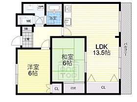 大阪府茨木市沢良宜西２丁目（賃貸マンション2LDK・2階・60.75㎡） その2