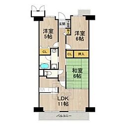 サワン東太田 5階3LDKの間取り