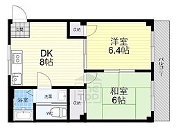 シャトーかわもと 2DKの間取図画像