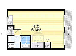エリータ鳥飼 2階ワンルームの間取り