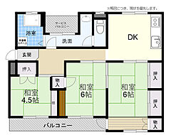 スカイハイツ辻崎 3DKの間取図画像