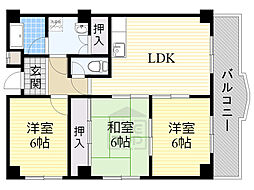 ロイヤル・ハイツ千里 3LDKの間取図画像