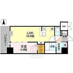 ストーリア茨木 10階1LDKの間取り