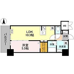 茨木市中津町マンション 1LDKの間取図画像