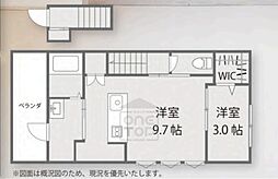 アヴァロン富田 2階1LDKの間取り
