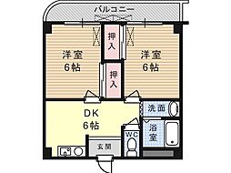 リベルタ緑が丘 2DKの間取図画像