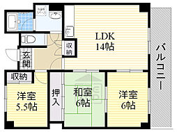 ファミール若園 3LDKの間取図画像