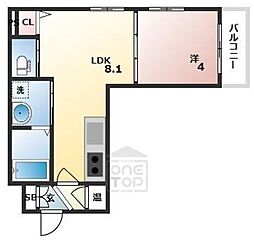 アーバンヴィラ摂津 1LDKの間取図画像