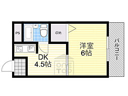山崎マンション10 1DKの間取図画像