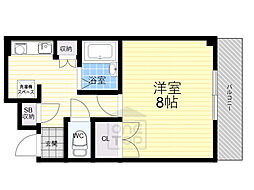 クリヨン千里北 1Kの間取図画像