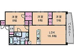 イーストコートアイ別院町 2SLDKの間取図画像