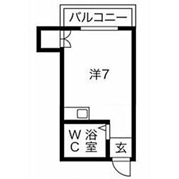 JPアパートメント摂津2 ワンルームの間取図画像