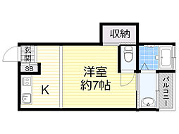 ヴィラナリー小川 1Kの間取図画像