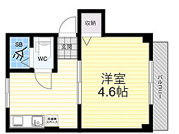 山崎マンション9 1DKの間取図画像