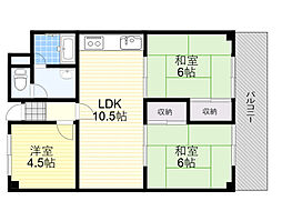 明香マンション 3LDKの間取図画像