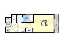 KORE・YIELD千里丘 1Kの間取図画像
