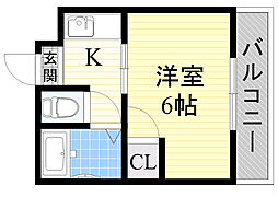 ネオセレス参番館 1Kの間取図画像