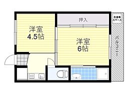 ビレッジハウス高田4号棟 1DKの間取図画像