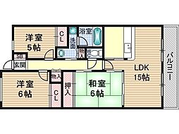 KDXレジデンス茨木2 3LDKの間取図画像