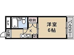 ハッピーハイツ 1Kの間取図画像
