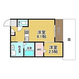 リアコート千里丘I NORTH 1LDKの間取図画像