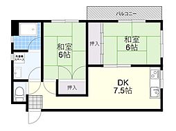 グリーンハイツ 2DKの間取図画像