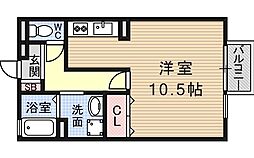 パークサイドヒロツグA棟 ワンルームの間取図画像