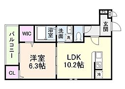 フジパレスSAKURA 1LDKの間取図画像