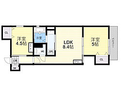 クリエオーレ一津屋2 2LDKの間取図画像