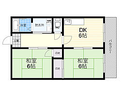 ウェリッジマンション 2DKの間取図画像
