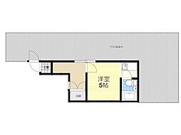 サンワビル 1Kの間取図画像