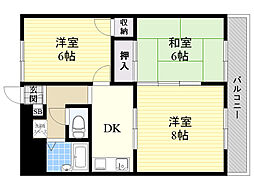 ファミール北野 3DKの間取図画像