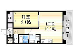 デルスールラローザ 1LDKの間取図画像