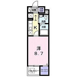 サウスピュア 1Kの間取図画像