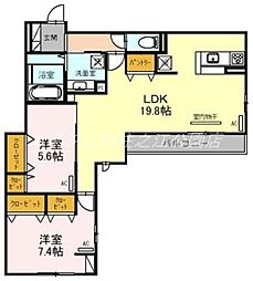 GRACA 2階2LDKの間取り