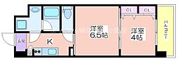 プランドール天王寺SOUTH 1階2Kの間取り