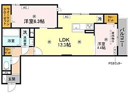 メゾン　ド　セリジエ 3階2LDKの間取り