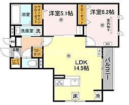 メゾン　ド　セリジエ 1階2LDKの間取り