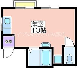 ハウス大幸 1階ワンルームの間取り