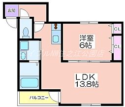 フジパレス遠里小野ウエスト 2階1LDKの間取り