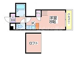 コスモレジデンス北加賀屋パート2 ワンルームの間取図画像