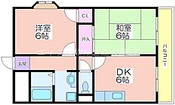 ハイツイサム 2DKの間取図画像