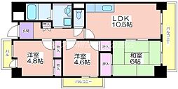 プロムナード住吉 3LDKの間取図画像