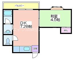 ライフマンション南住吉 1DKの間取図画像