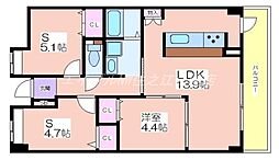 アネックス六兵衛三番館 1SLDKの間取図画像