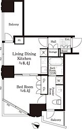 シティタワー新宿新都心 1LDKの間取図画像