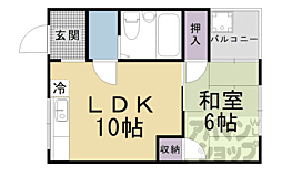 コーポ中村 3階1LDKの間取り